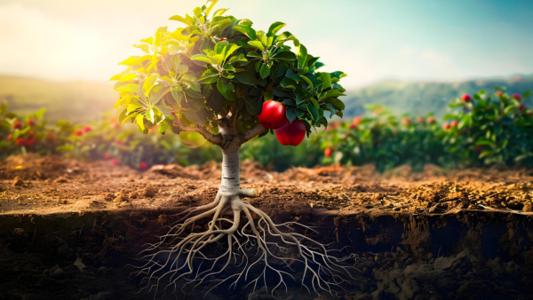Benefits of effective Revenue Cycle Management represented by a healthy tree with strong roots, symbolizing cash flow, fewer denials, patient experience, and compliance