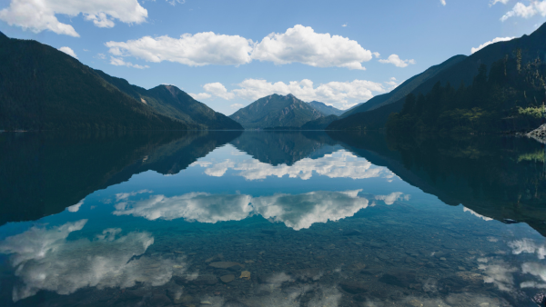 Patient financial experience in Revenue Cycle Management represented by a clear lake reflection, symbolizing transparent billing and patient trust